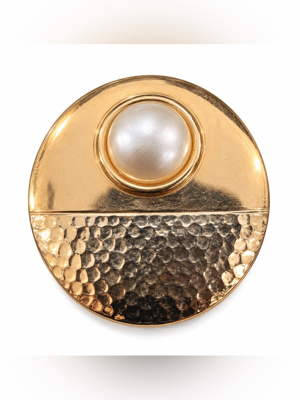 Elegant Gold and Silver Pearl Brooch Vintage Faux Pearl Pin